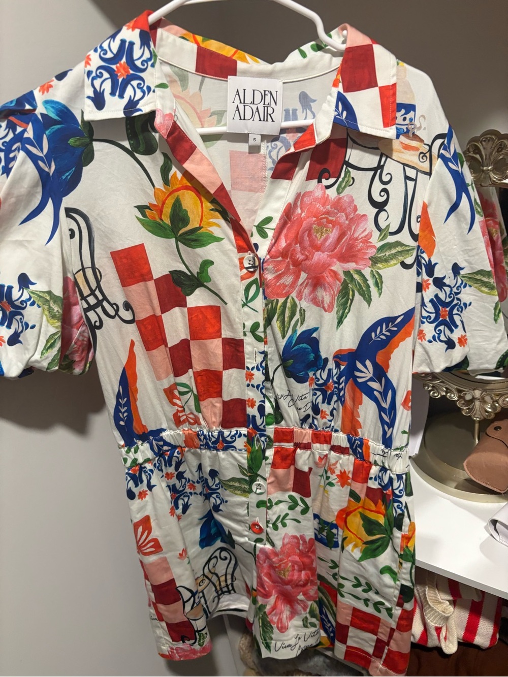 Alden Adair Floral Print Short Sleeve Jumpsuit - White Multi
